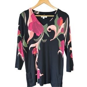 CHICOS Swirl V-Neck Tunic Size 2